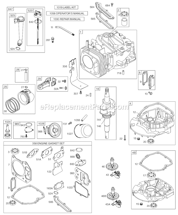 Page A Diagram and Parts List for 12D600SERIES 0015-0119 Briggs and Stratton Engine